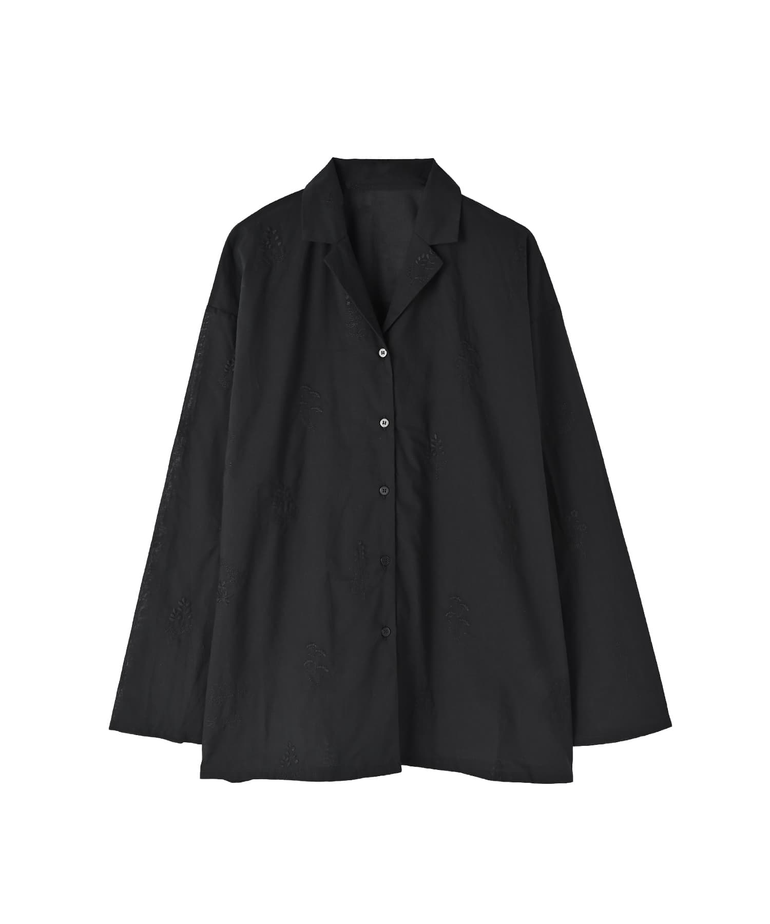 SNKD OPEN COLLAR SHIRT ブラック 刺繍シャツ BLK001】刺繍オープンカラーシャツ | おしゃれな大人レディース