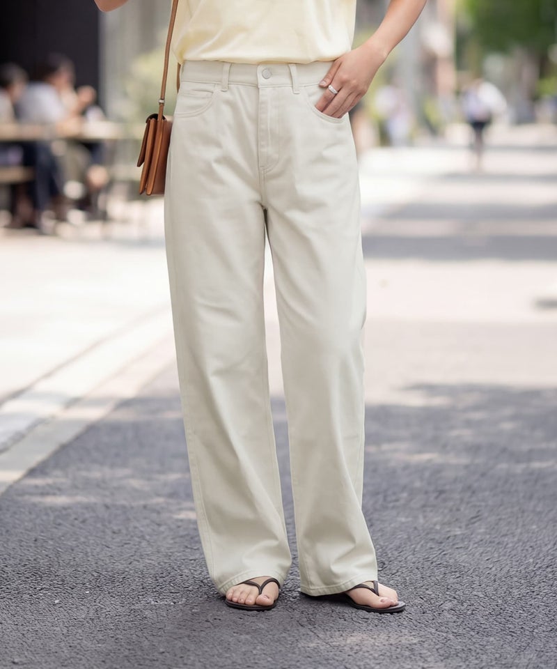 風合い加工ストレートコットンワイドパンツ | おしゃれな大人