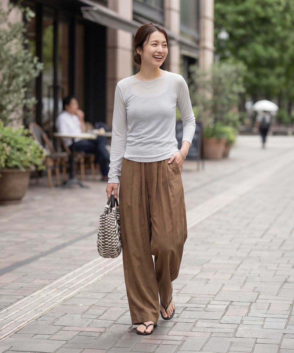 着用イメージ 163cm エアリーグレー