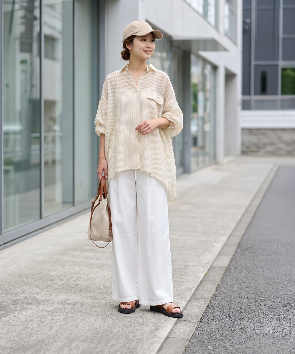 着用イメージ 163cm ベージュ