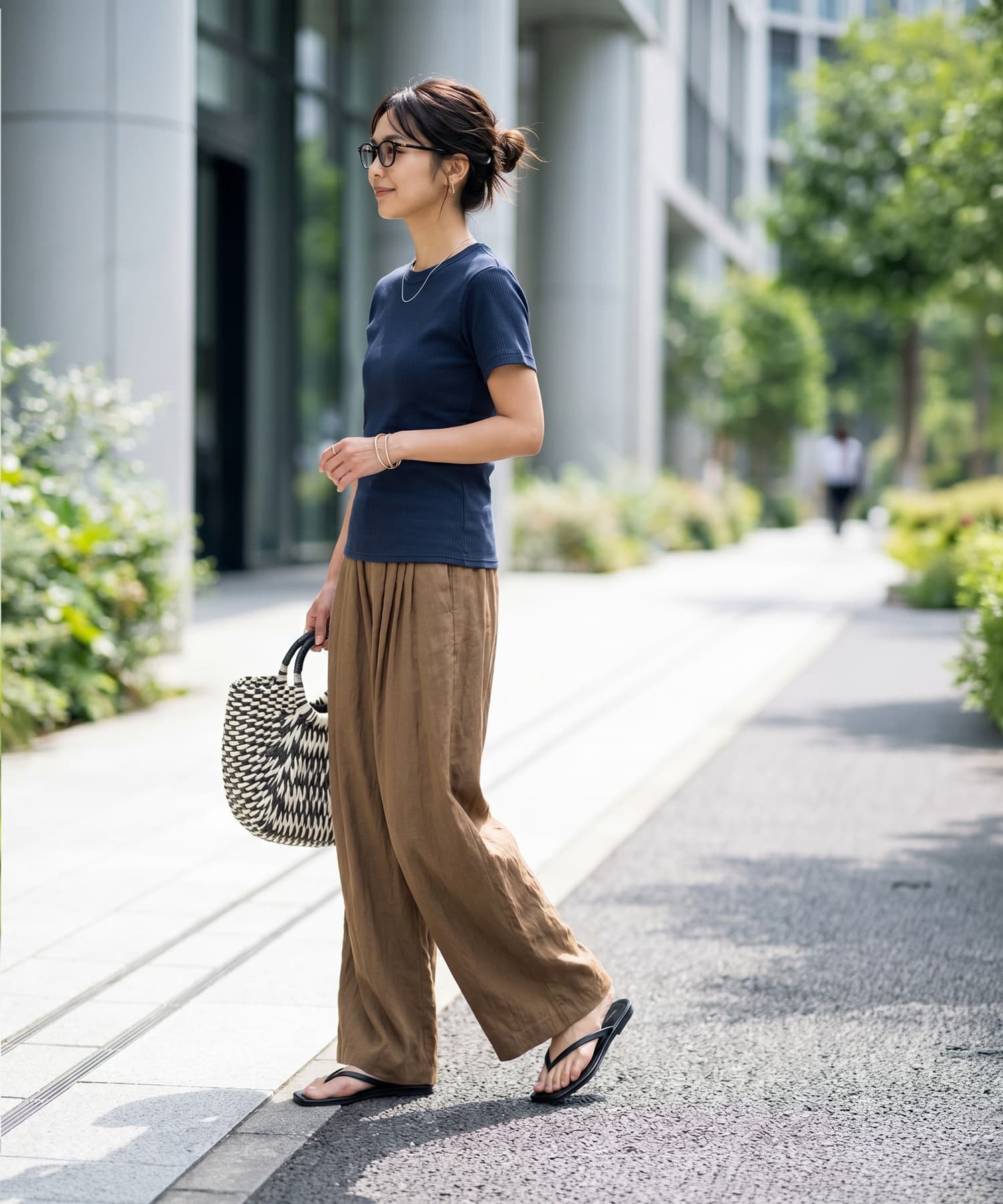 Made in JAPANリブ半袖カットソートップス | おしゃれな大人