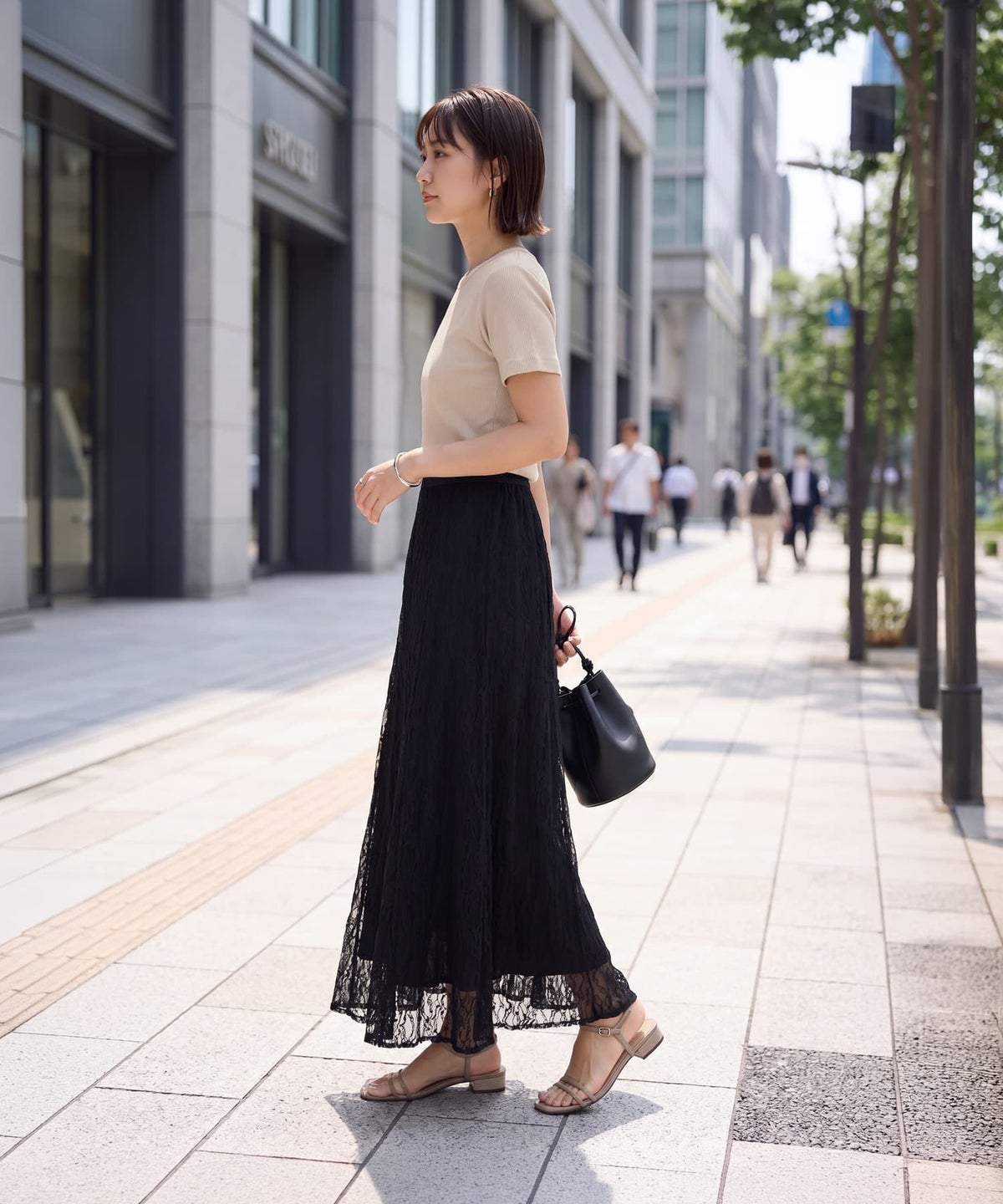 着用イメージ 163cm グレージュ