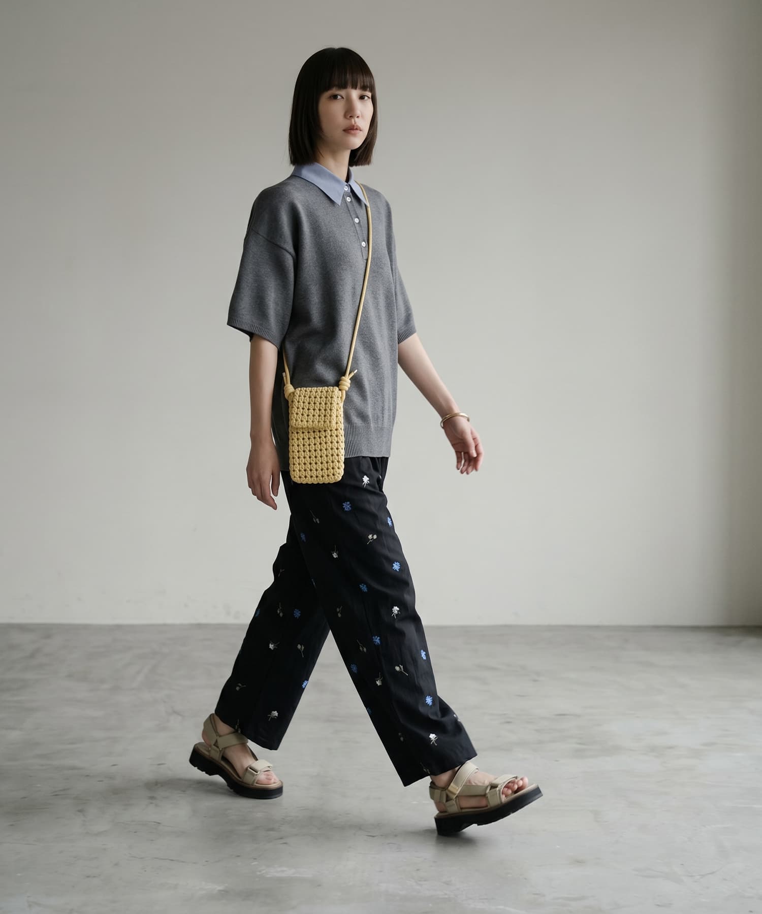 BLK001】配色刺繍イージーパンツ | おしゃれな大人レディース
