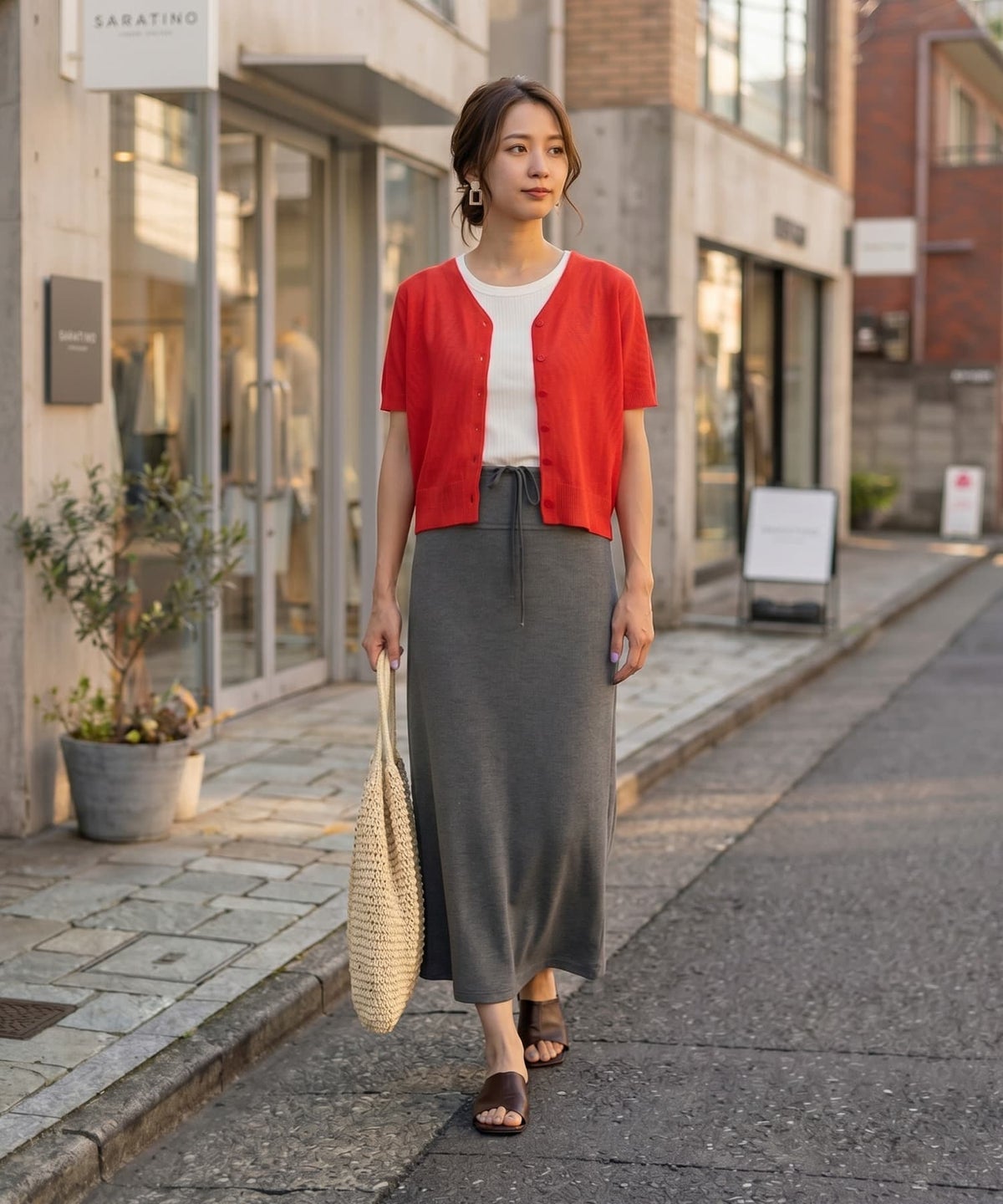 着用イメージ 163cm レッド