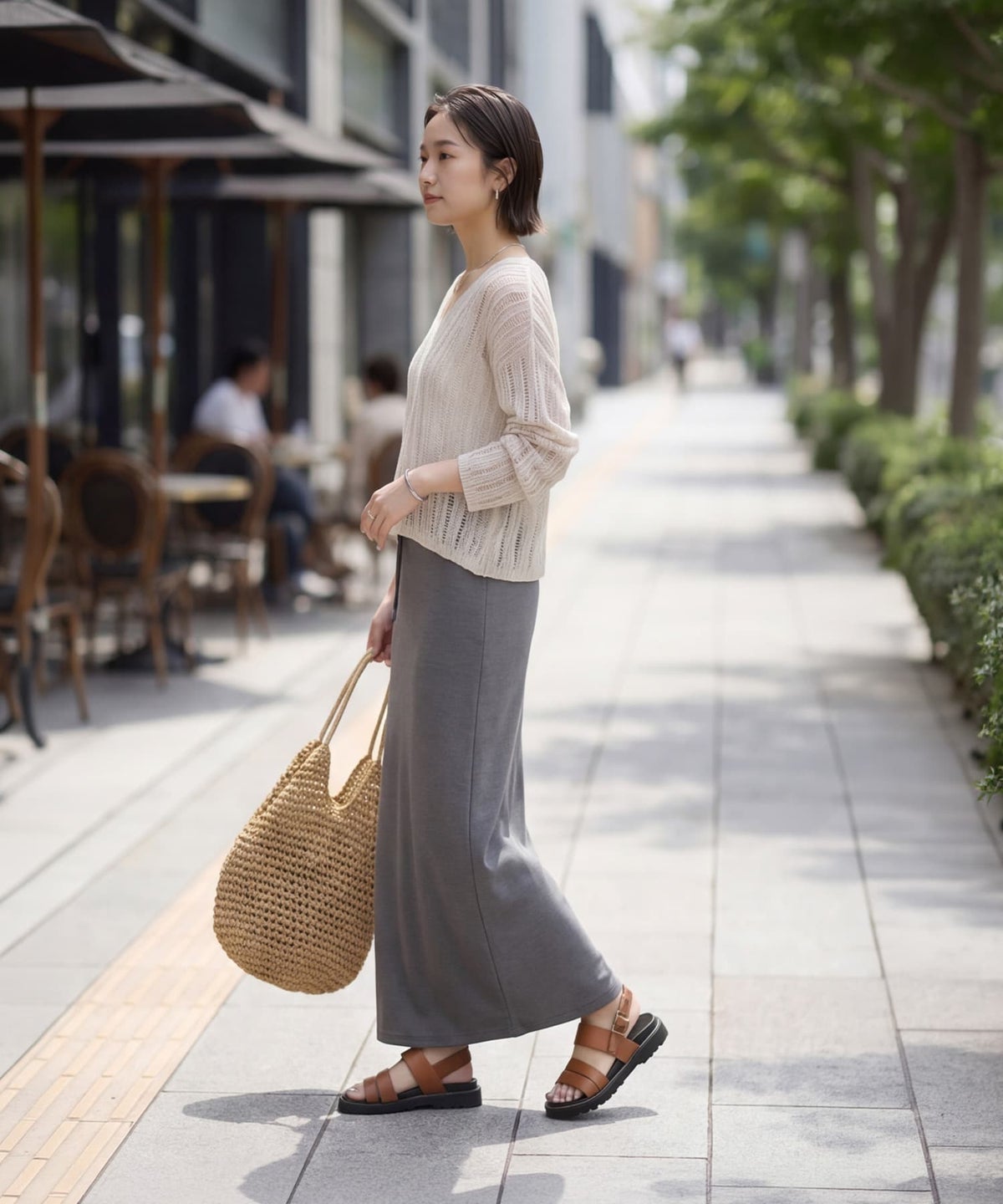 着用イメージ 163cm グレージュ