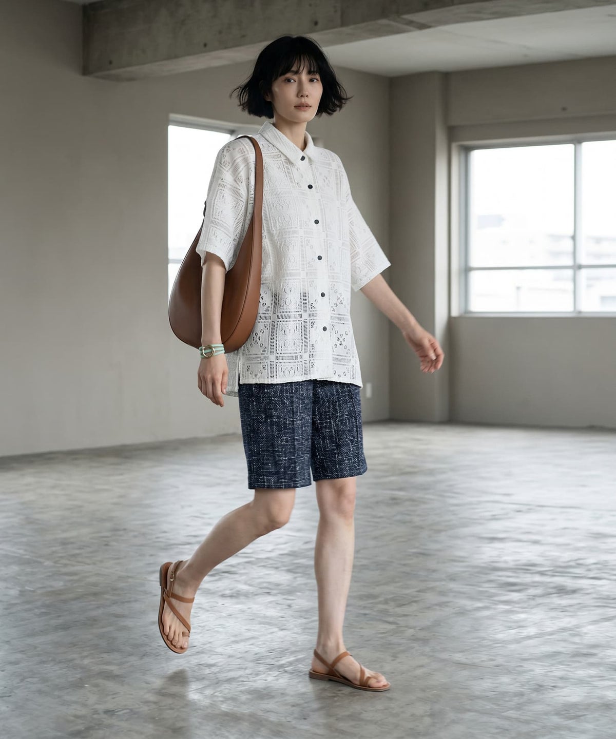 着用イメージ 170cm オフホワイト