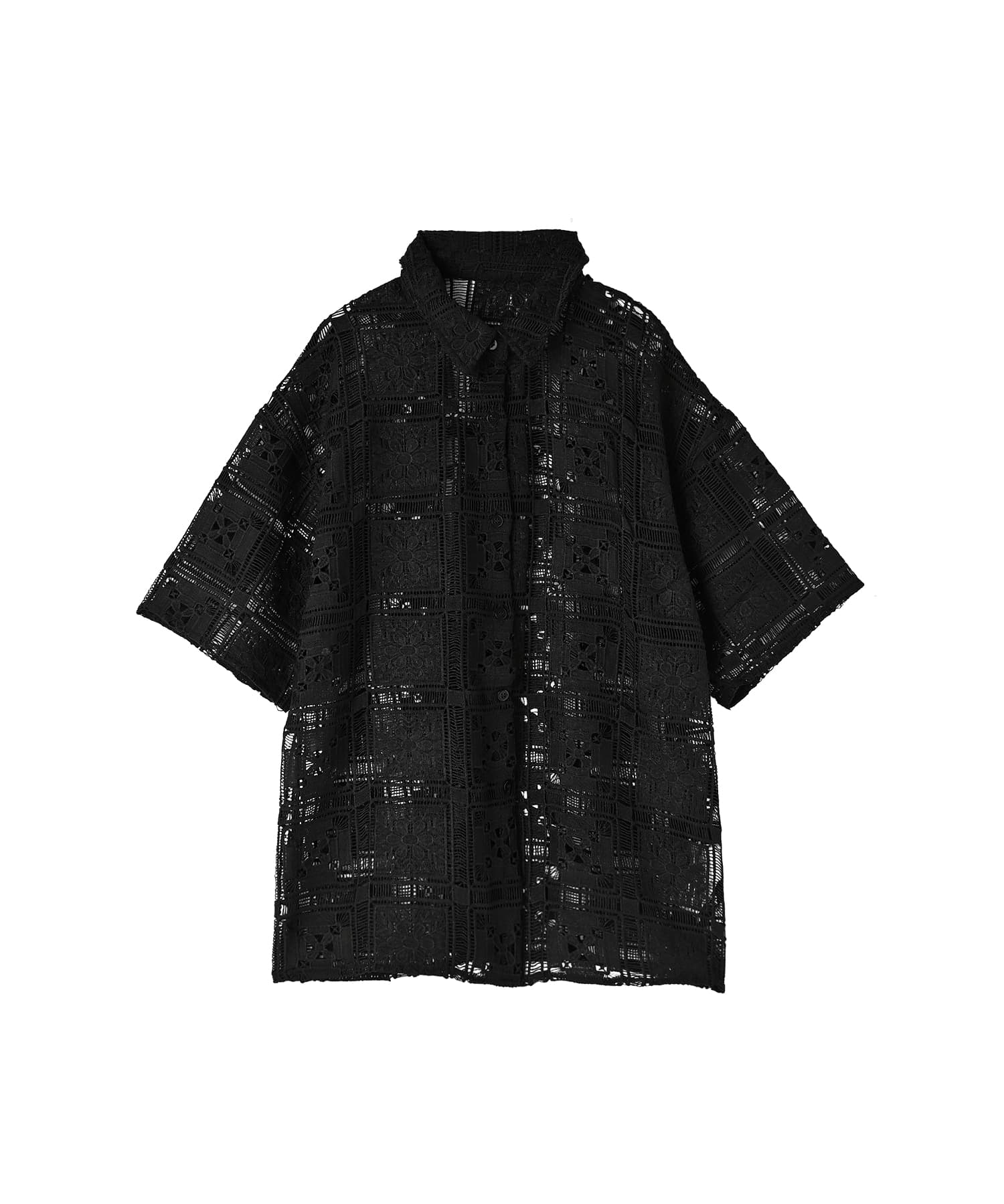 BLK001】クロシェレースハーフスリーブシャツ | おしゃれな大人