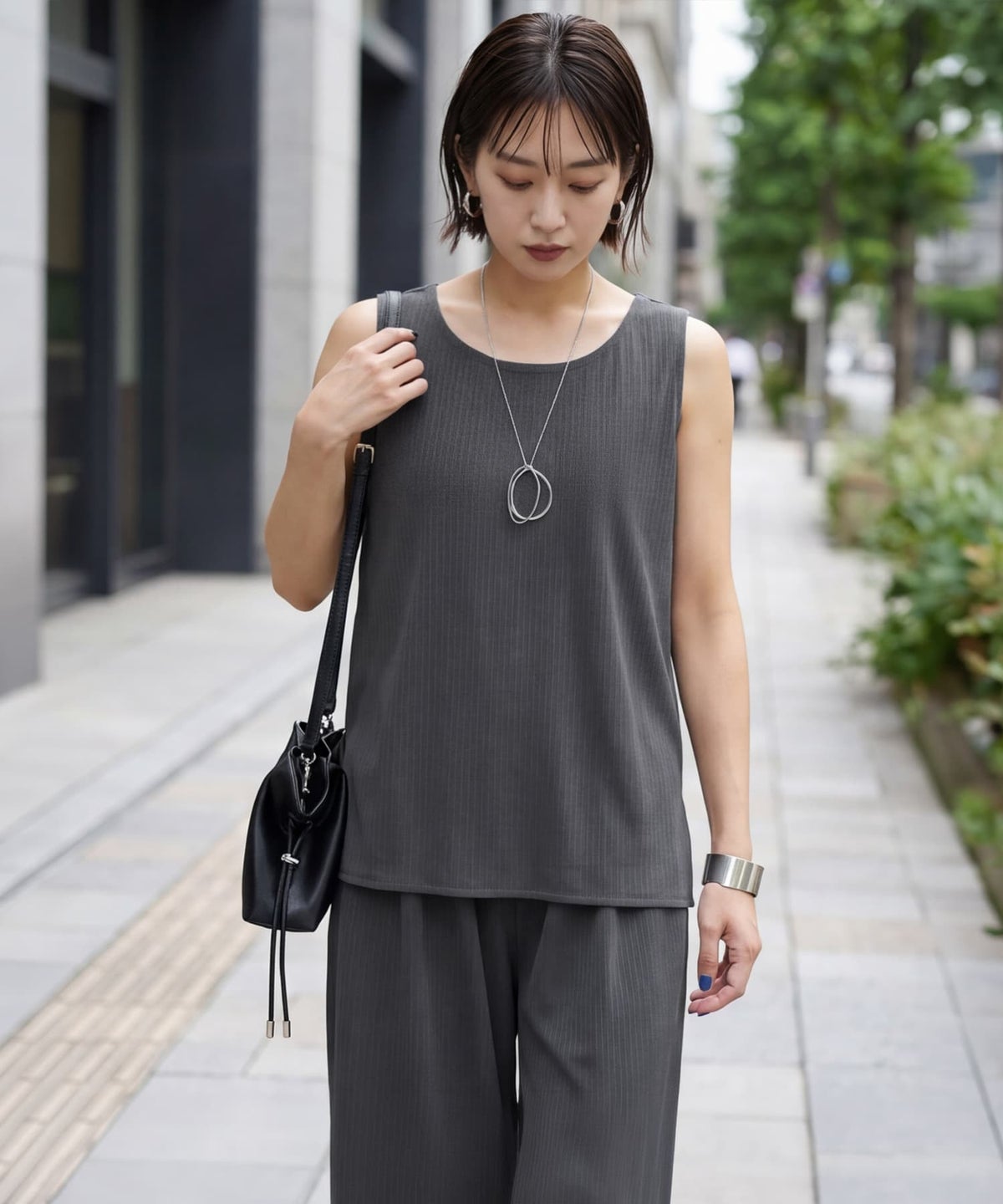 着用イメージ 163cm チャコール