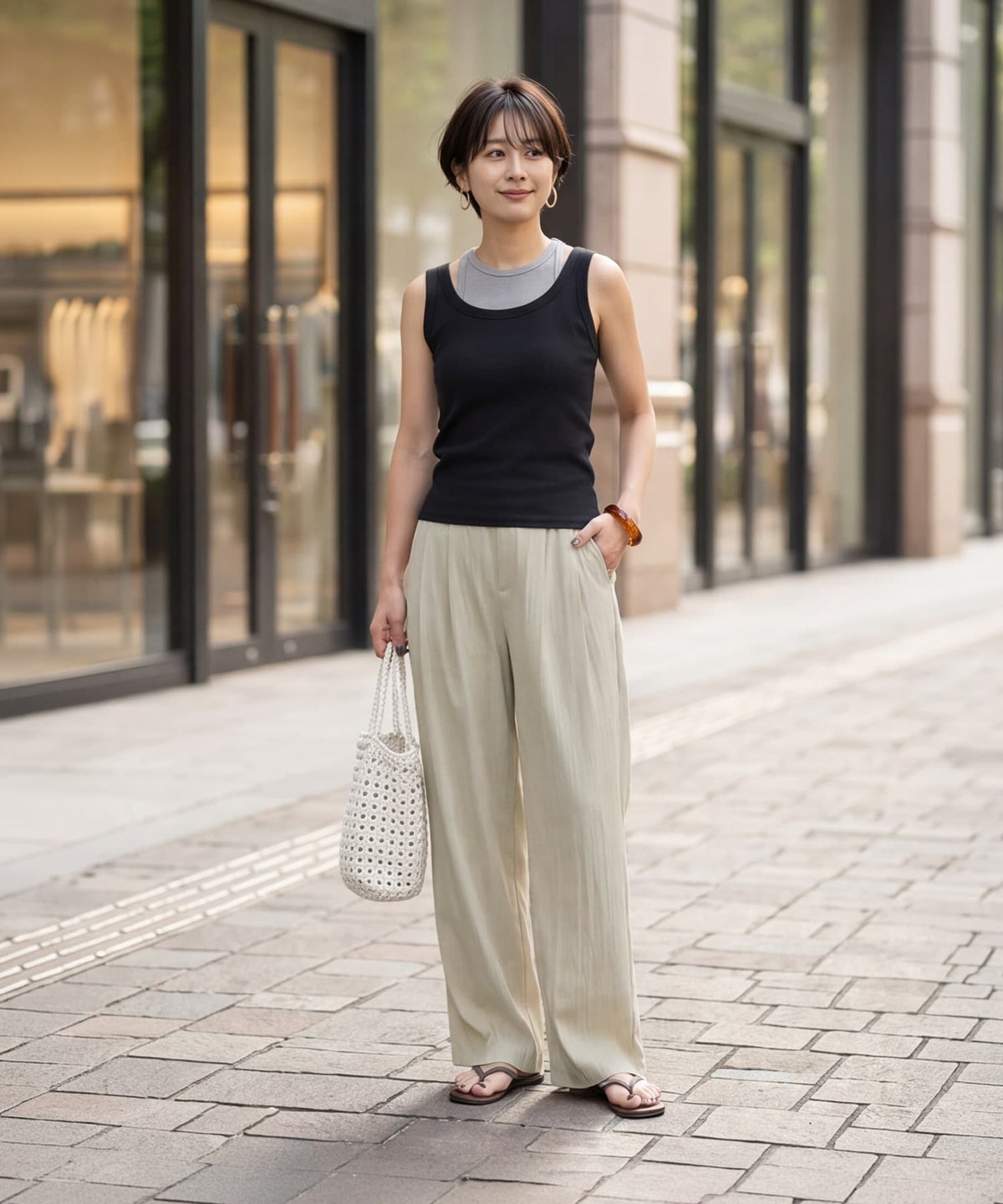 着用イメージ 163cm エクリュベージュ
