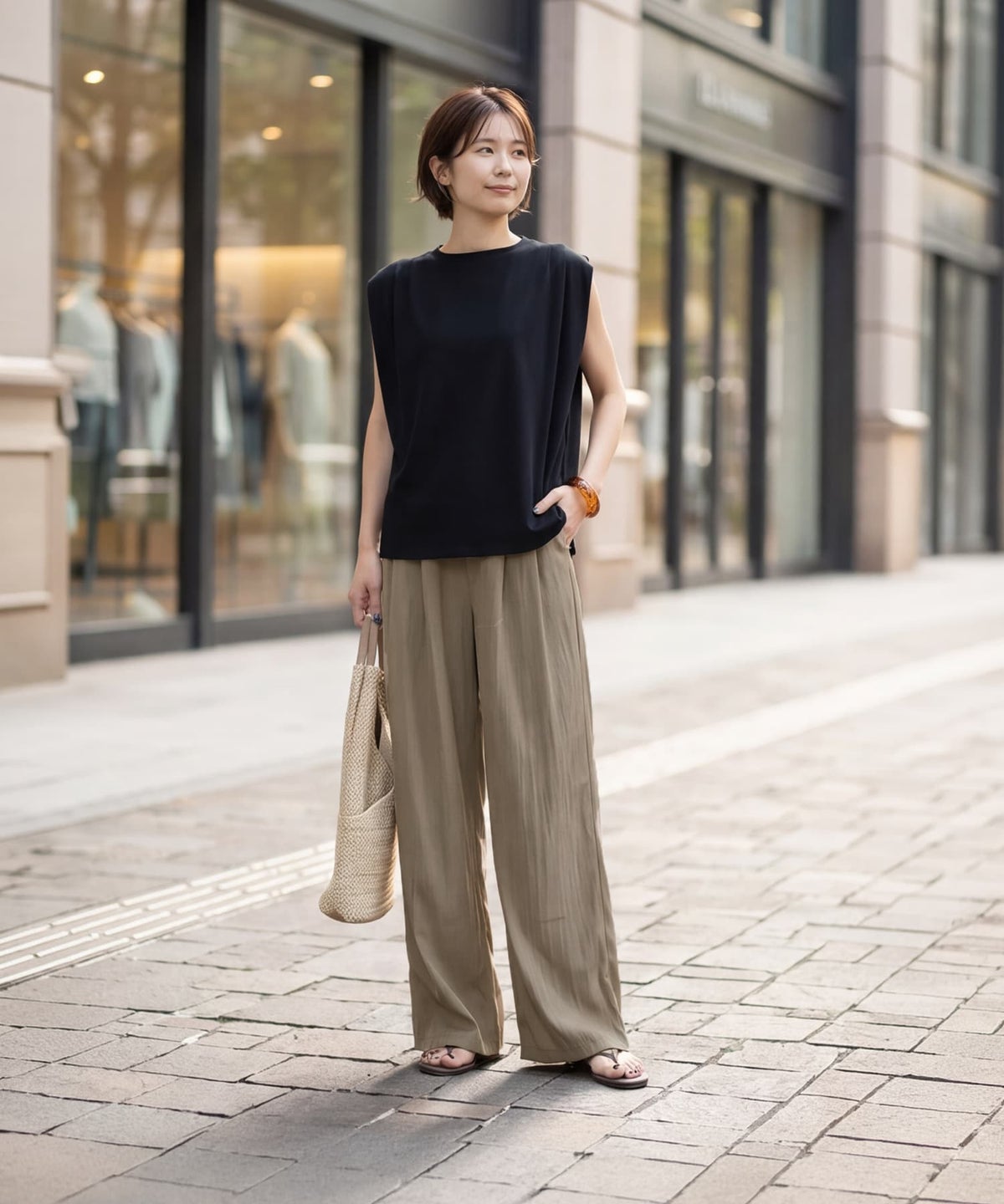 着用イメージ 163cm ベージュ