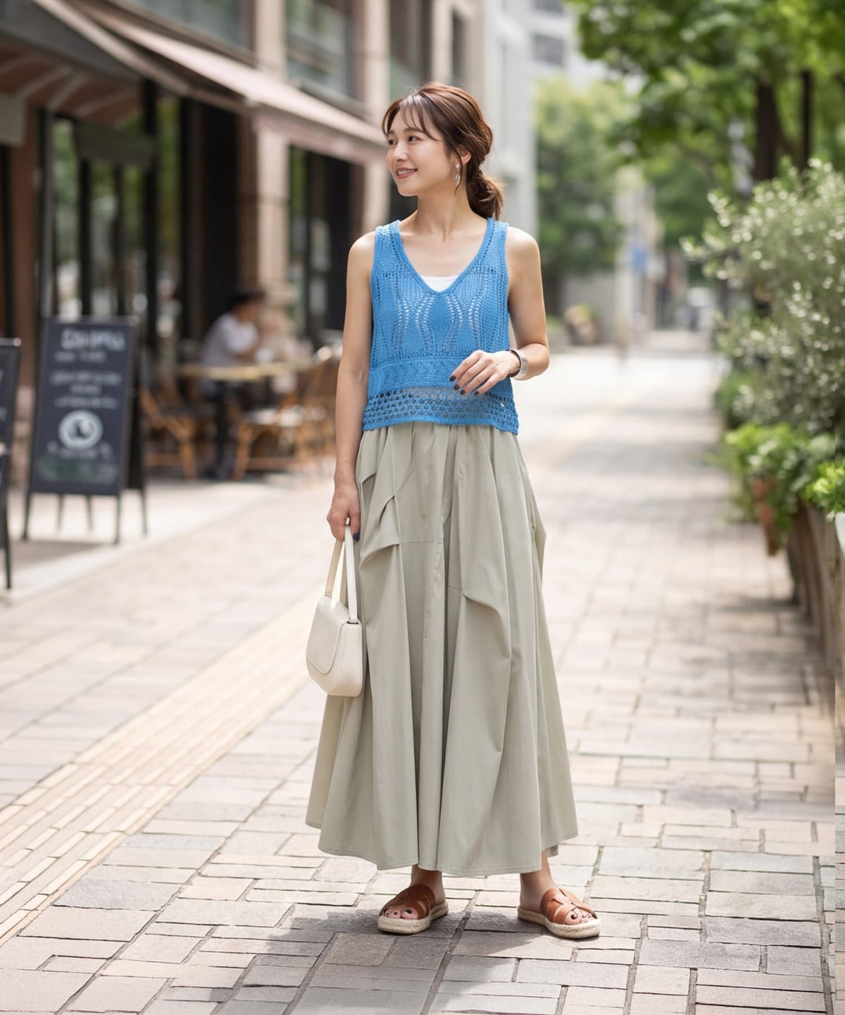 着用イメージ 163cm ベージュ