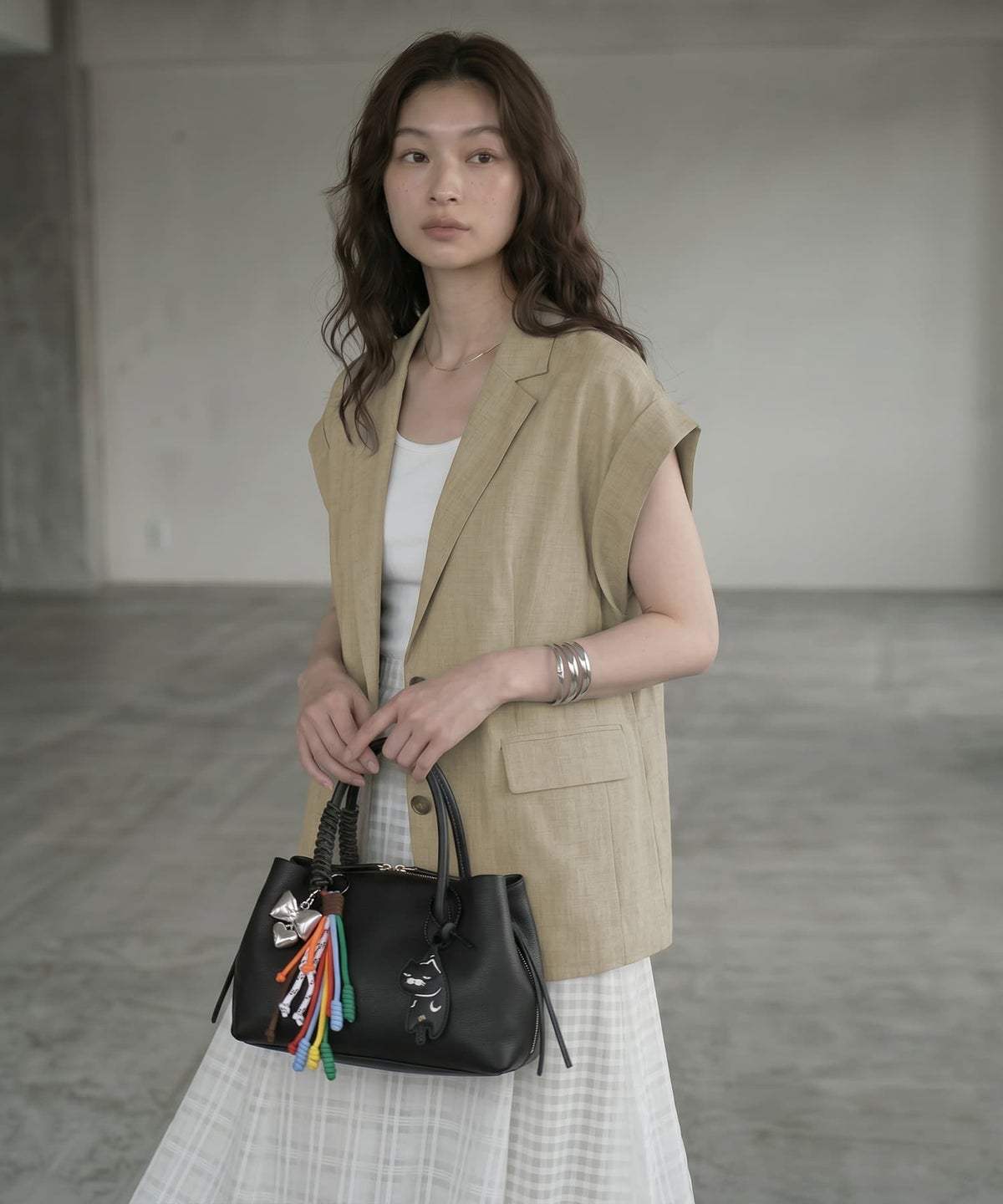 着用イメージ 170cm グレーベージュ