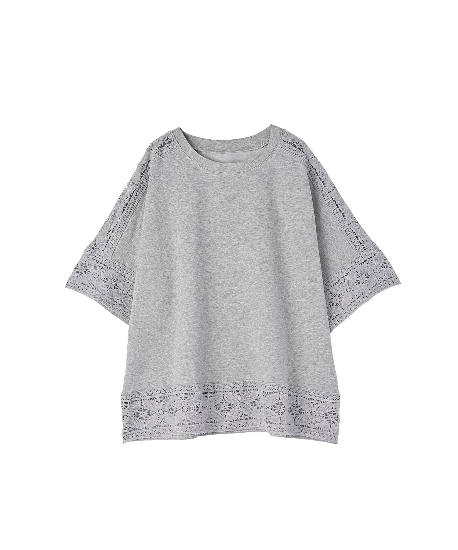 予約]【BLK001】レースパッチワークデザインTシャツ【7月中旬頃入荷