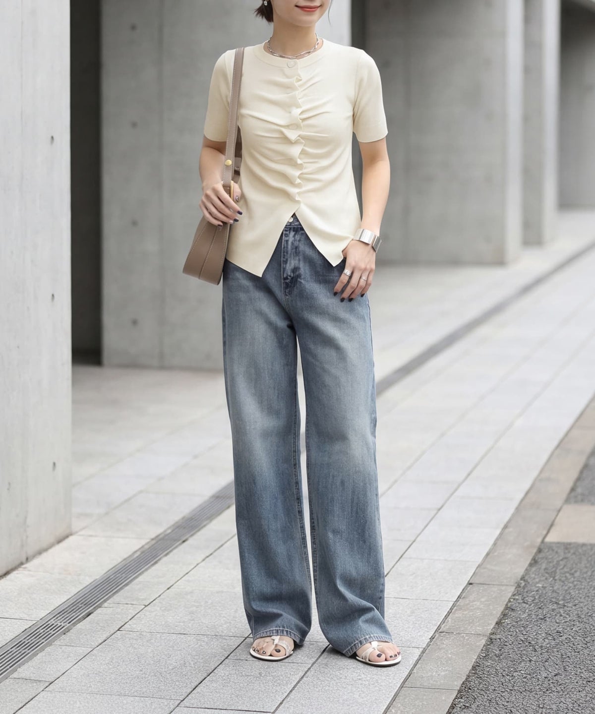 着用イメージ 163cm アイボリー