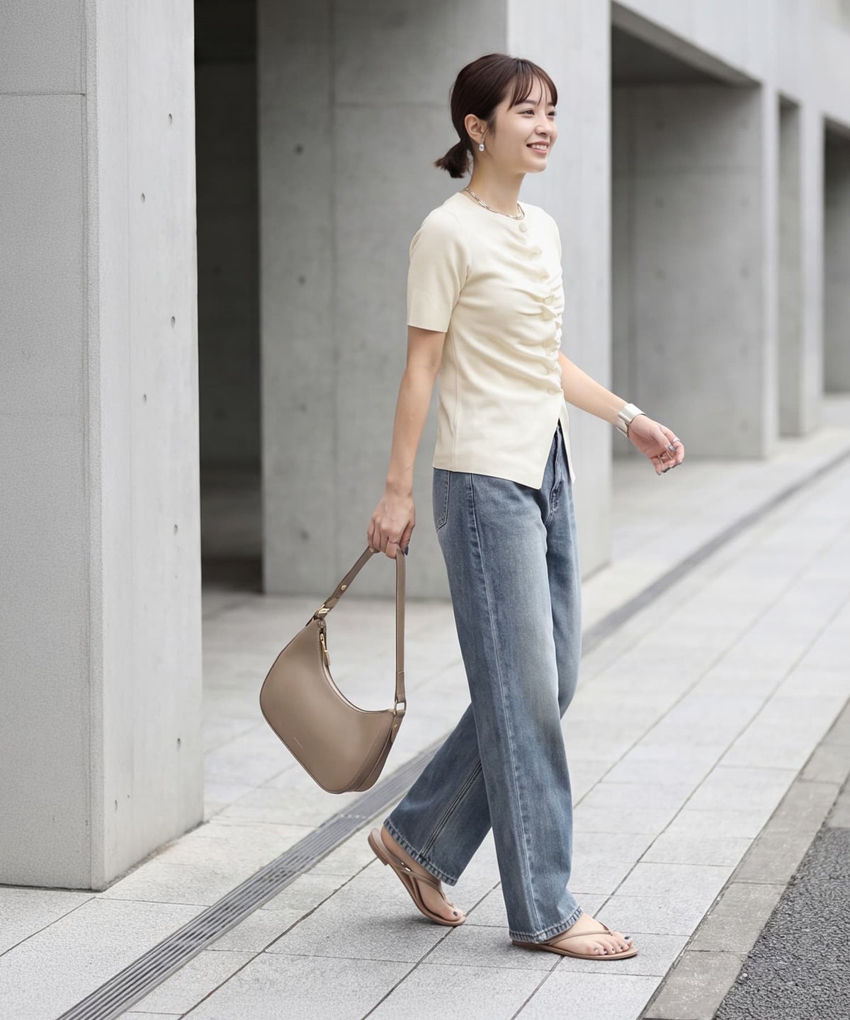 着用イメージ 163cm アイボリー