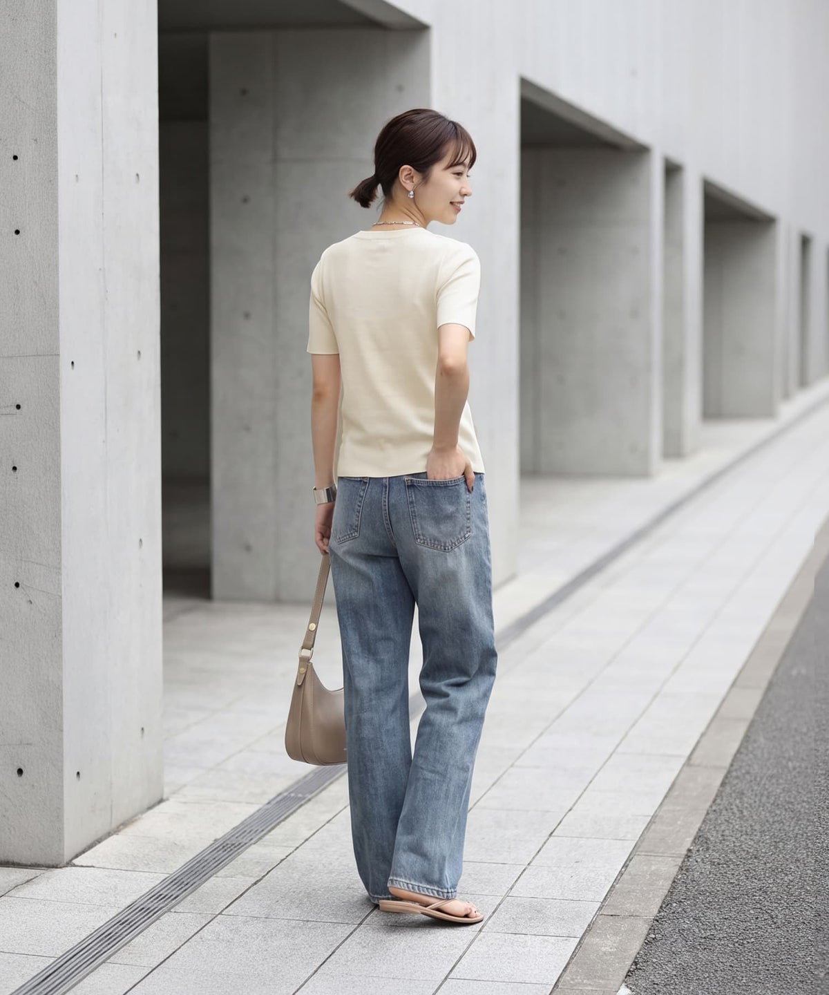 着用イメージ 163cm アイボリー