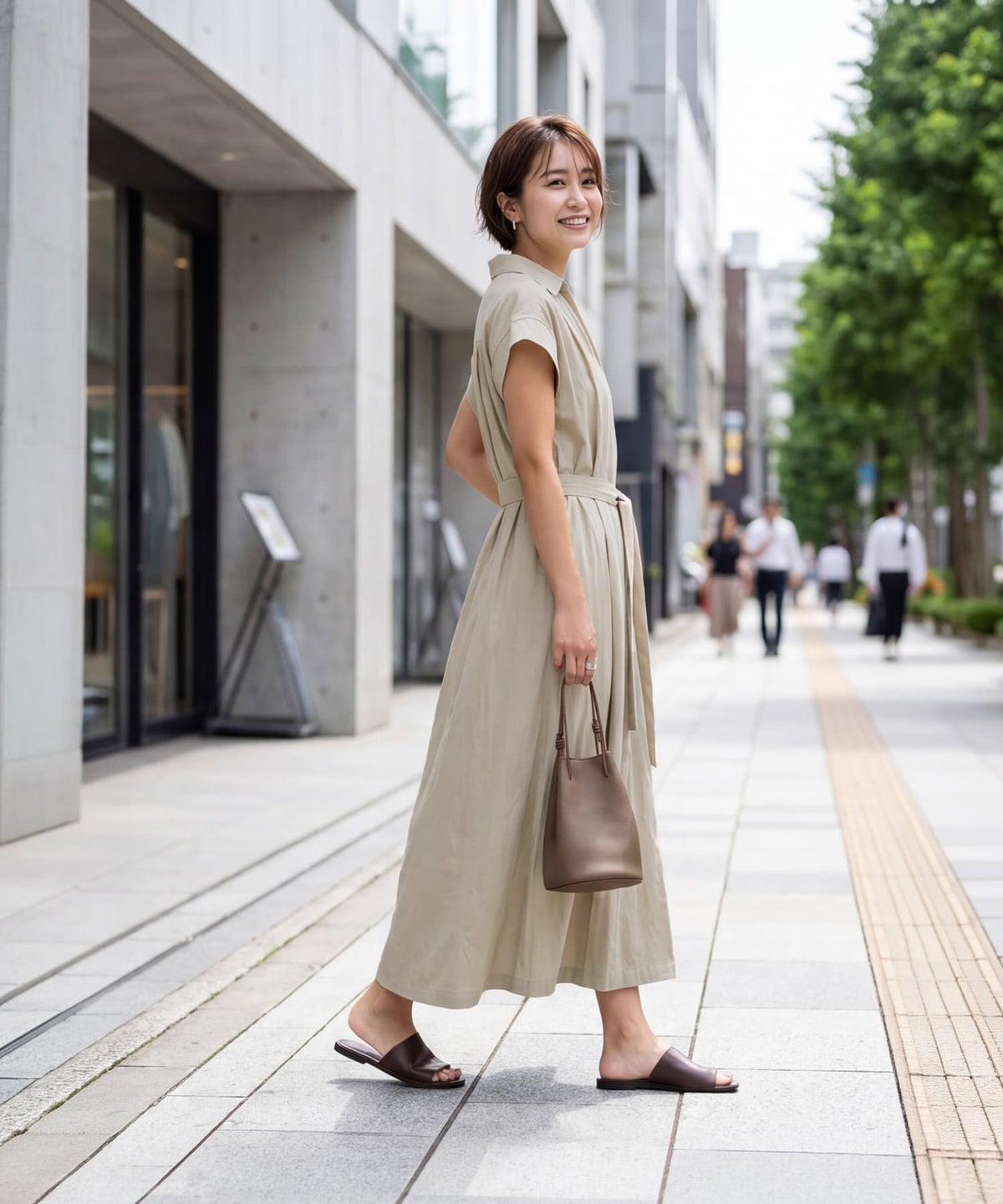 着用イメージ 163cm ベージュ
