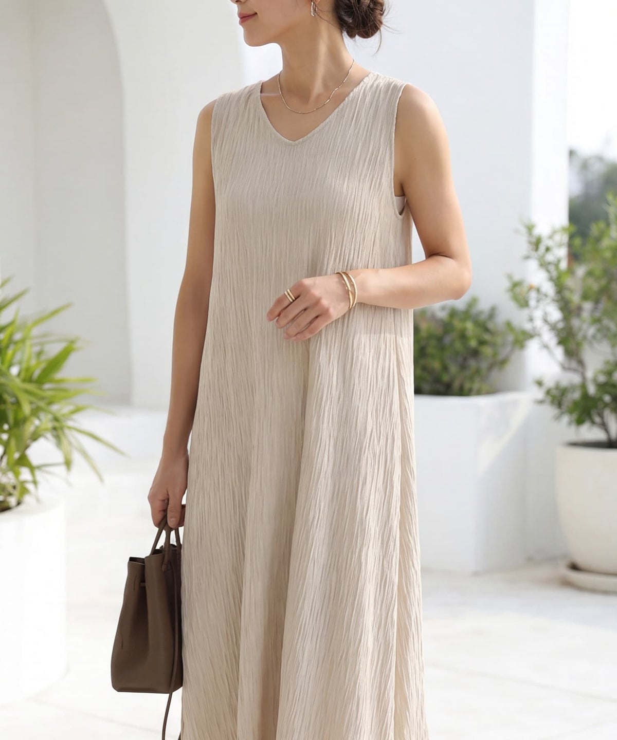 着用イメージ 163cm グレージュ