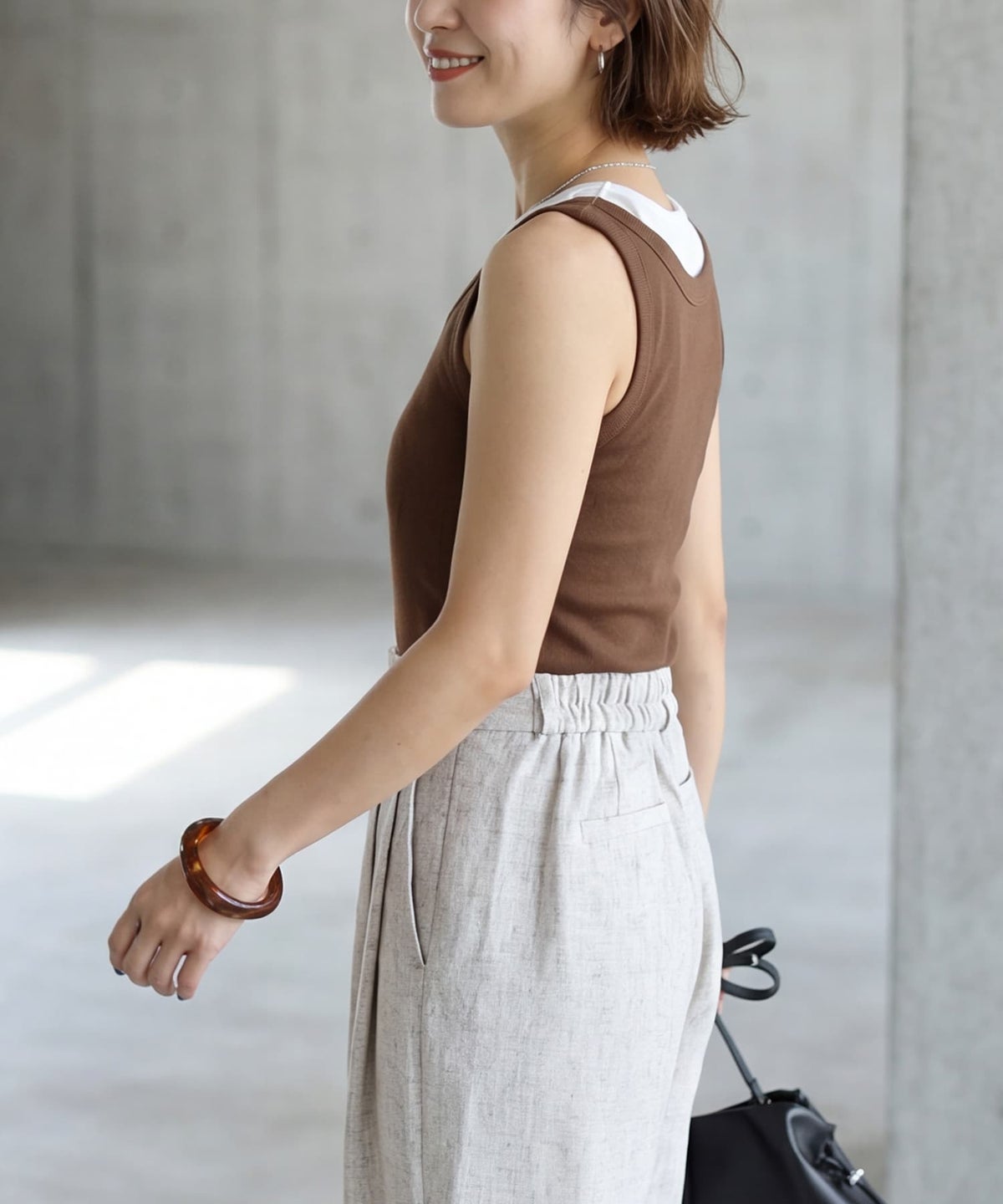 着用イメージ 163cm ブラウンミックス