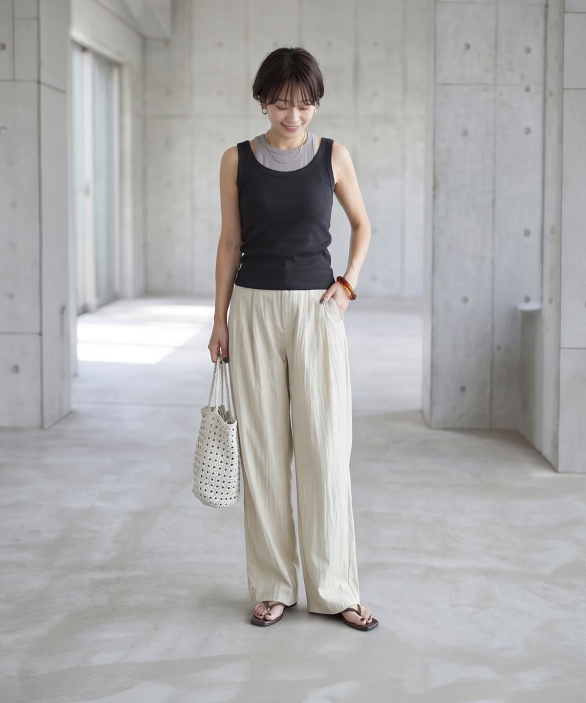 着用イメージ 163cm ブラックミックス