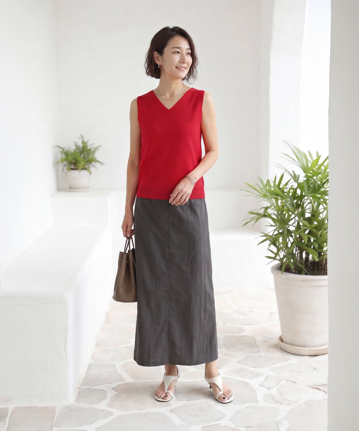 着用イメージ 163cm レッド