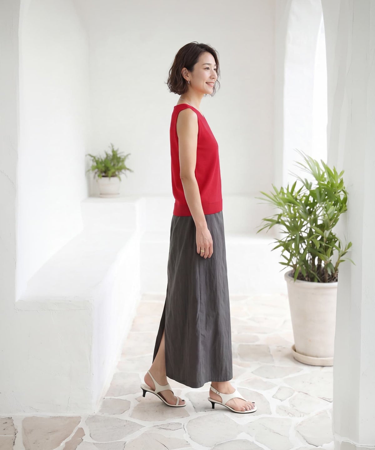 着用イメージ 163cm レッド