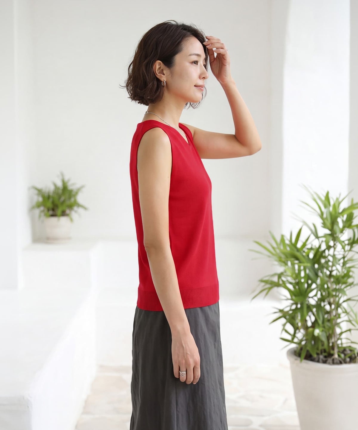 着用イメージ 163cm レッド