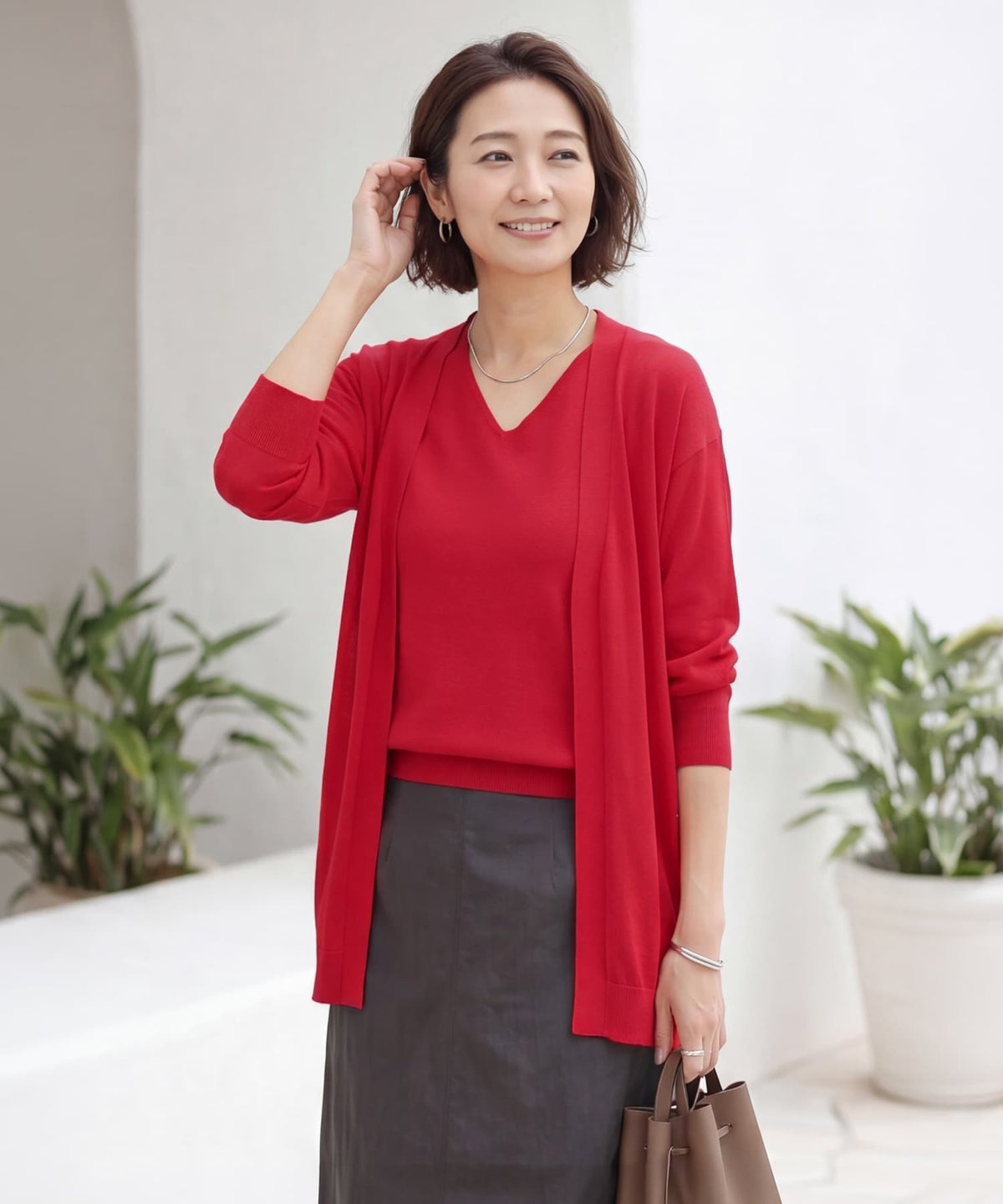 着用イメージ 163cm レッド