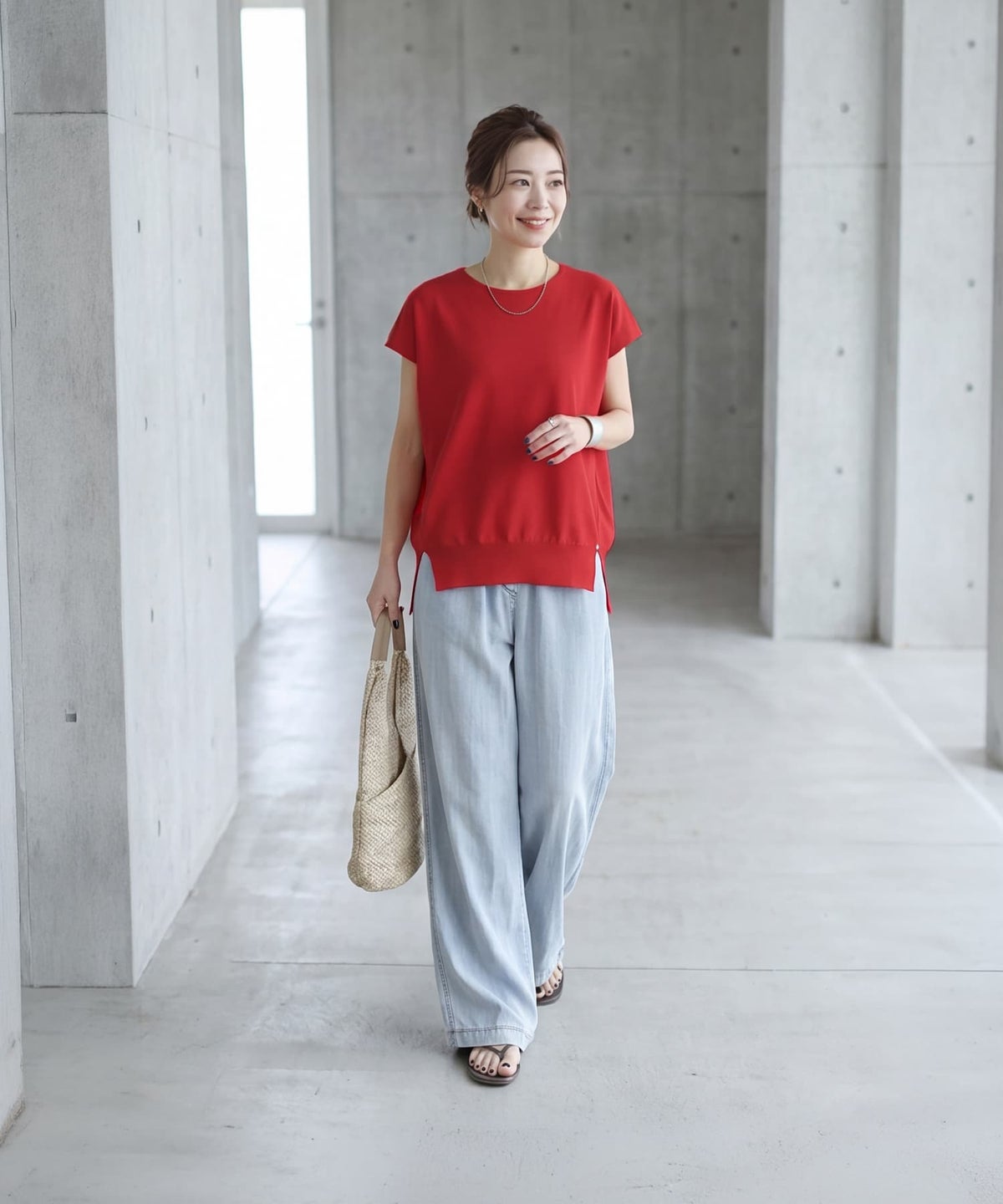 着用イメージ 163cm レッド