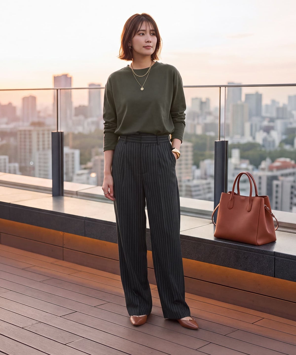 着用イメージ 163cm チャコール