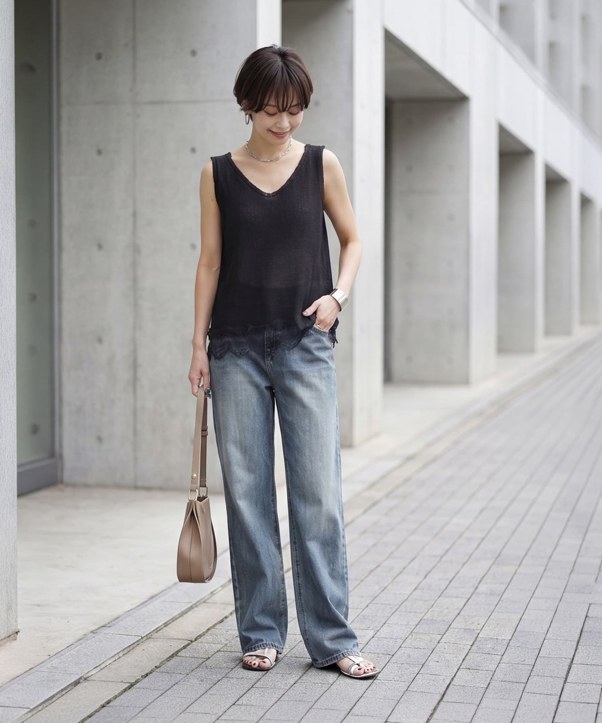 着用イメージ 163cm ブラック