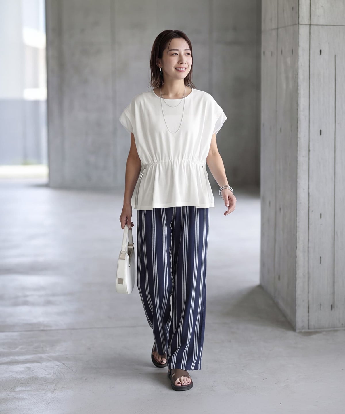 着用イメージ 163cm アイボリー