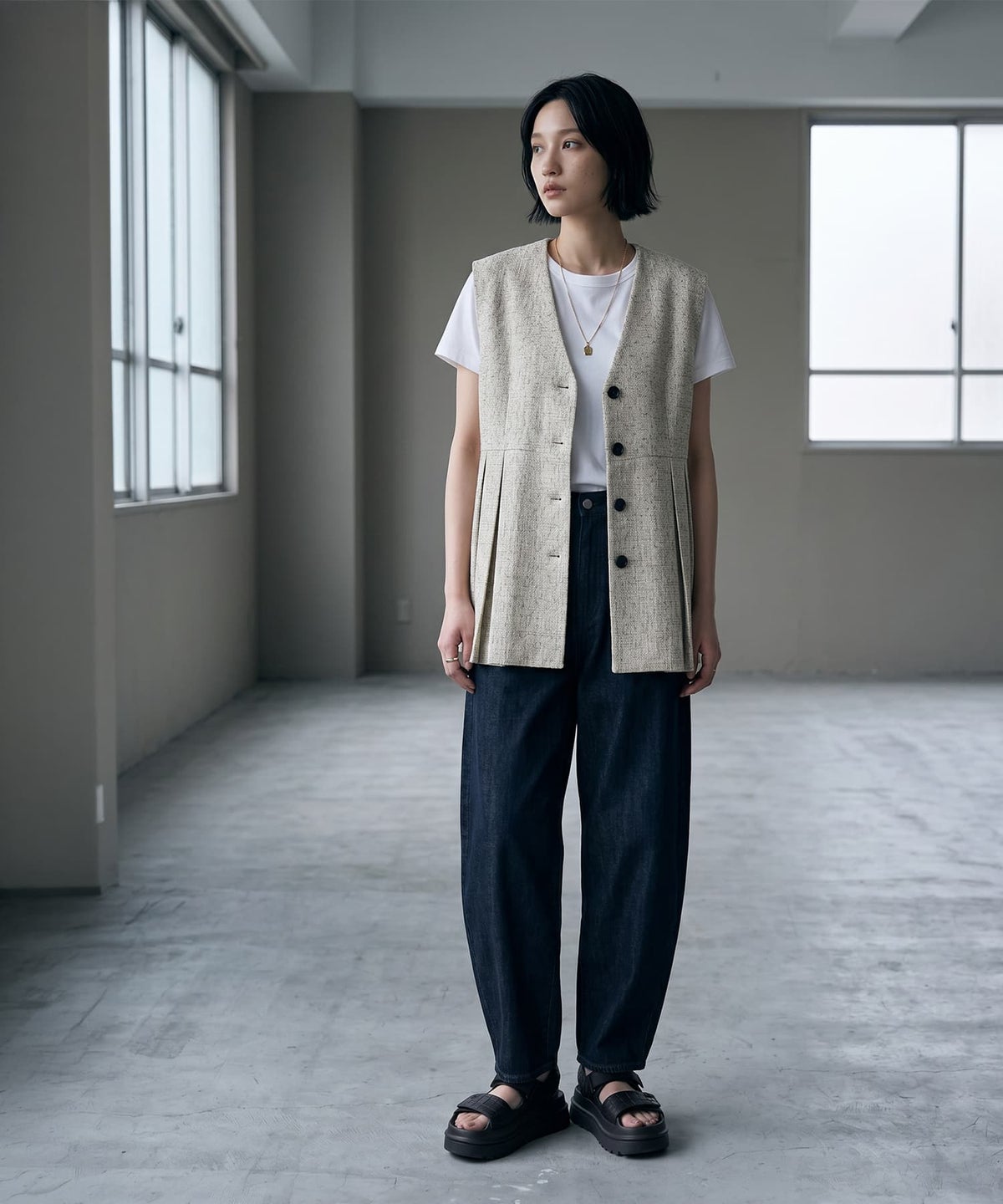 着用イメージ 170cm アイボリー