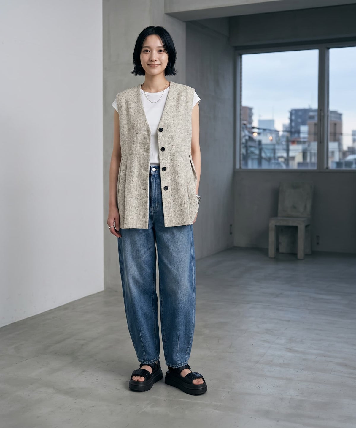 着用イメージ 170cm アイボリー