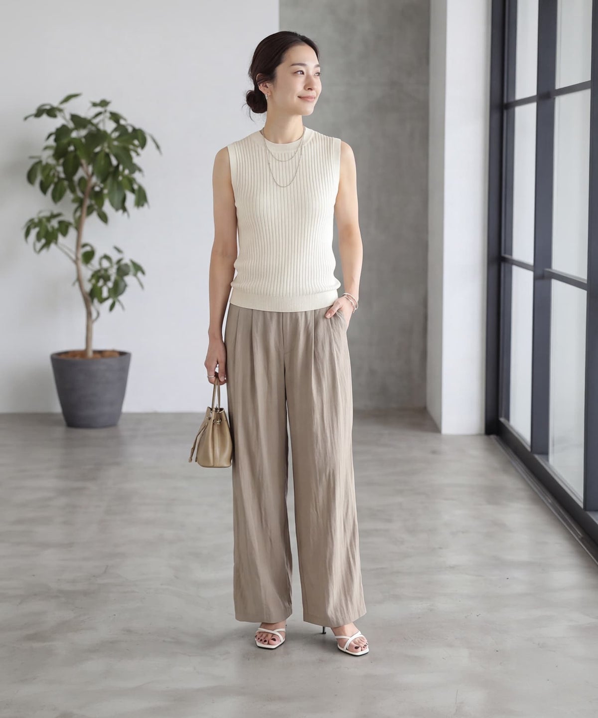 着用イメージ 163cm エクリュ