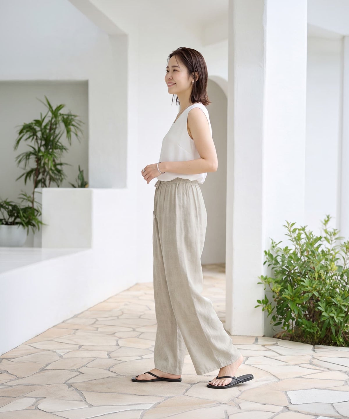 着用イメージ 163cm ライトベージュ