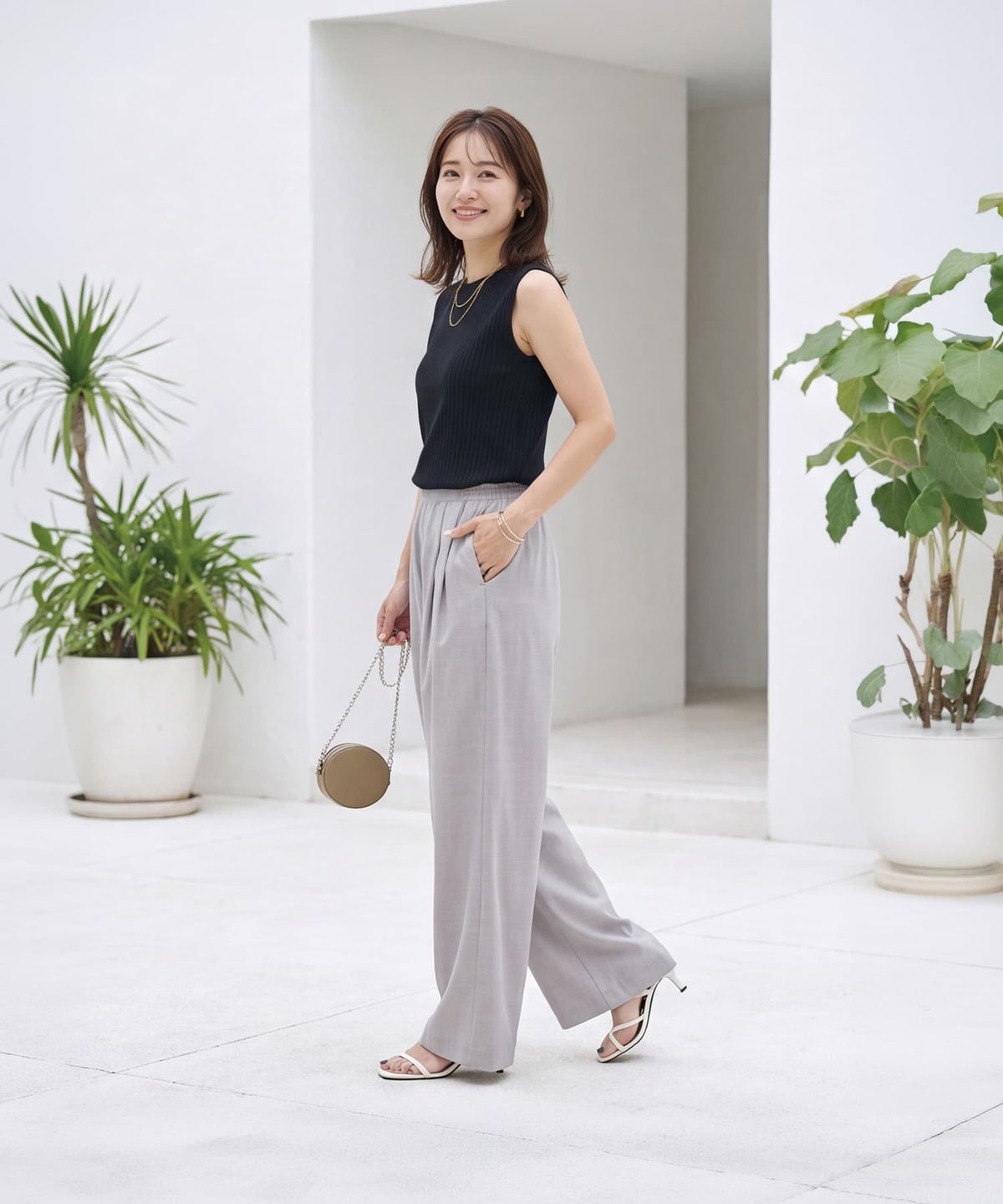 着用イメージ 163cm ライトグレー