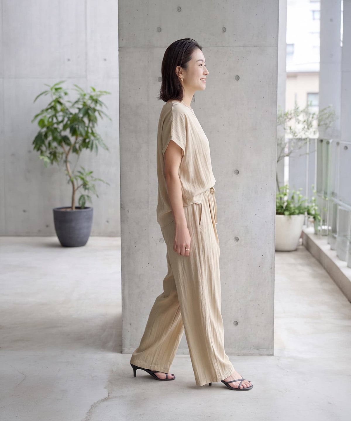 着用イメージ 163cm イエローベージュ