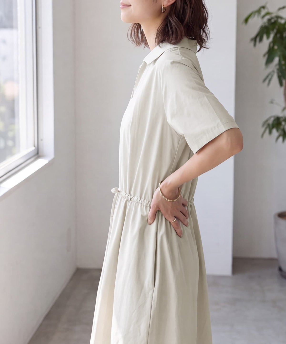 着用イメージ 163cm ライトベージュ