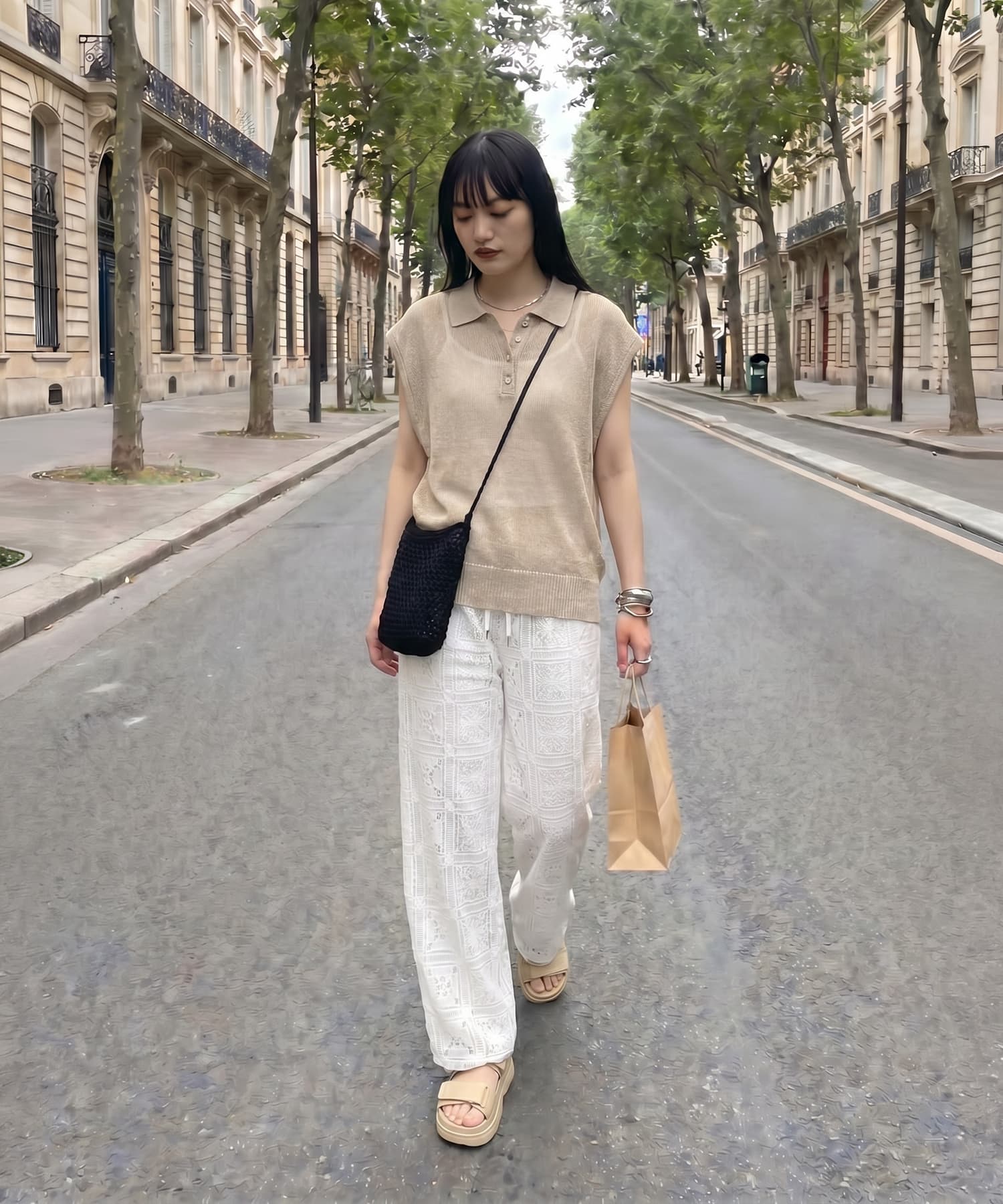 BLK001】ミックスニットポロシャツ | おしゃれな大人レディース