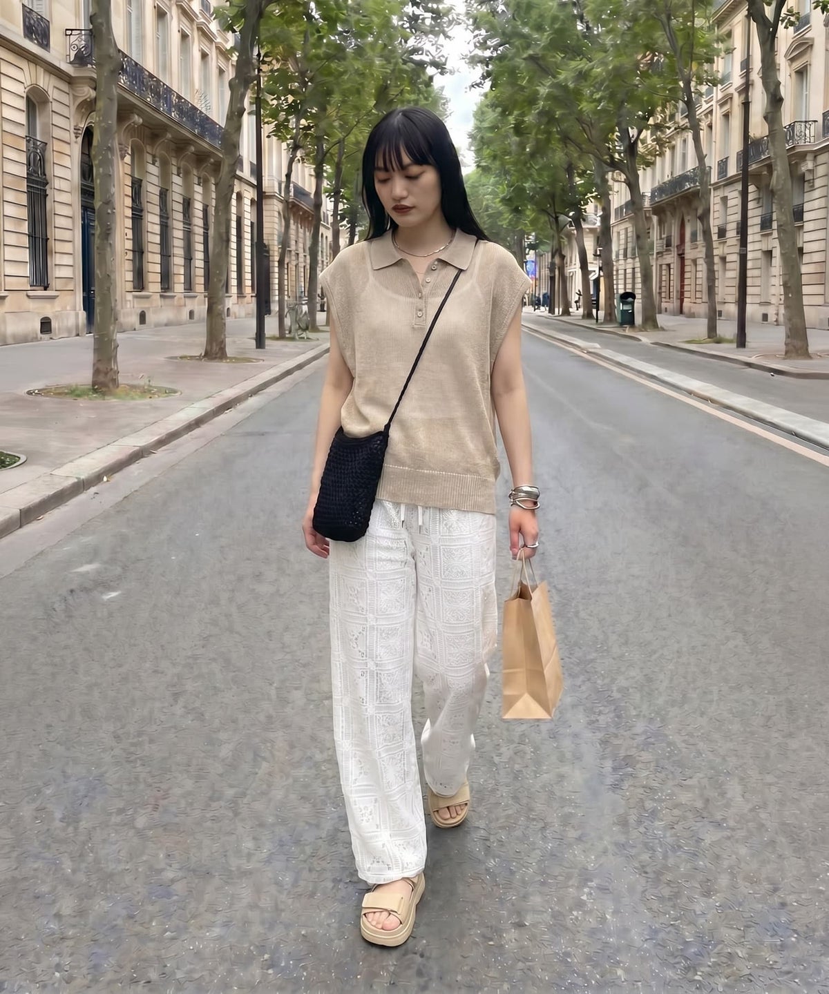 着用イメージ 170cm ベージュ