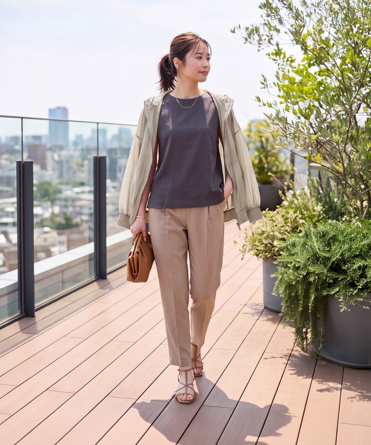 着用イメージ 163cm ベージュ