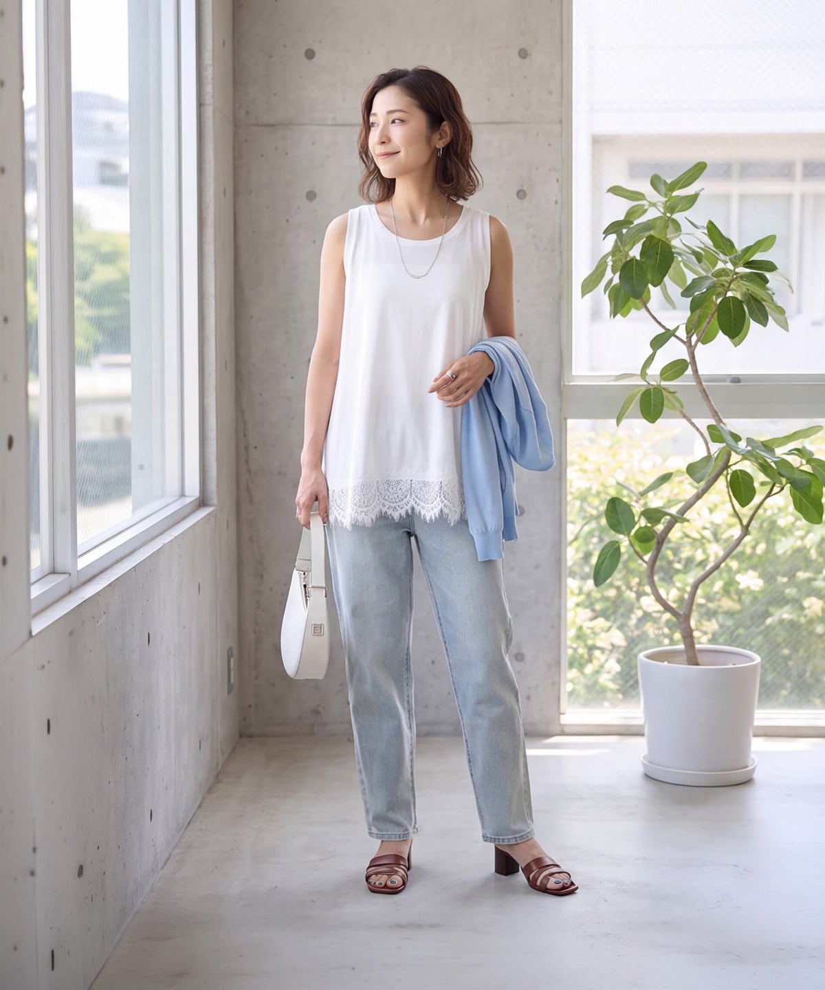 着用イメージ 163cm ホワイト