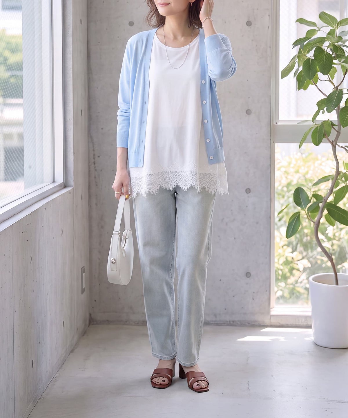 着用イメージ 163cm ホワイト