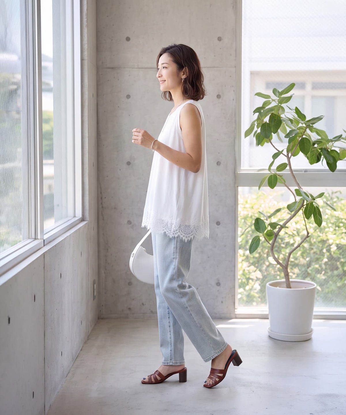 着用イメージ 163cm ホワイト