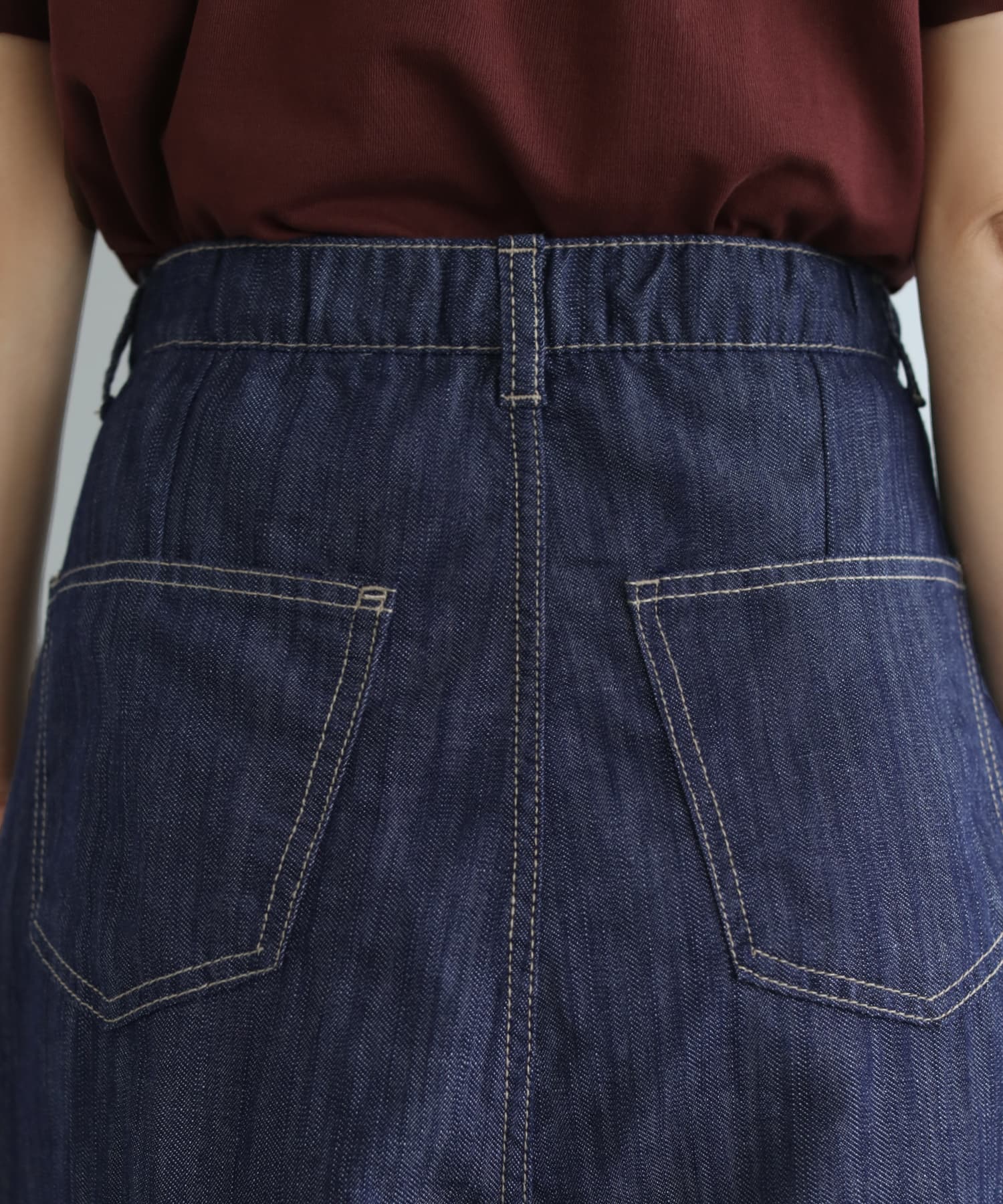 114　萌　M-L　ウエストゴムガウチョパンッ　柔らかいデニム系生地 内ゴム入り】薄手で柔らかデニムガウチョパンツ | おしゃれな大人