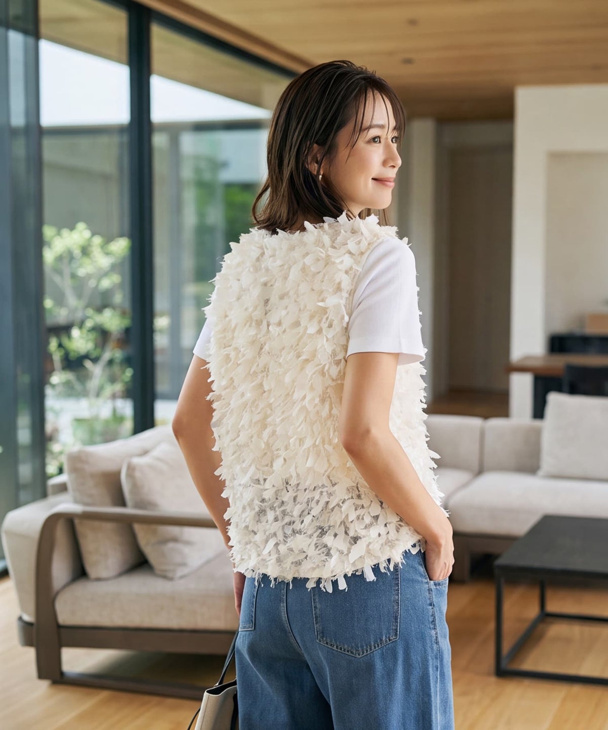 着用イメージ 163cm アイボリー
