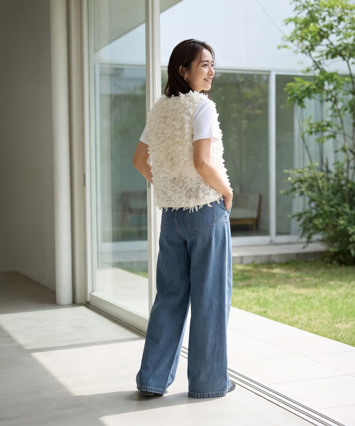 着用イメージ 163cm アイボリー