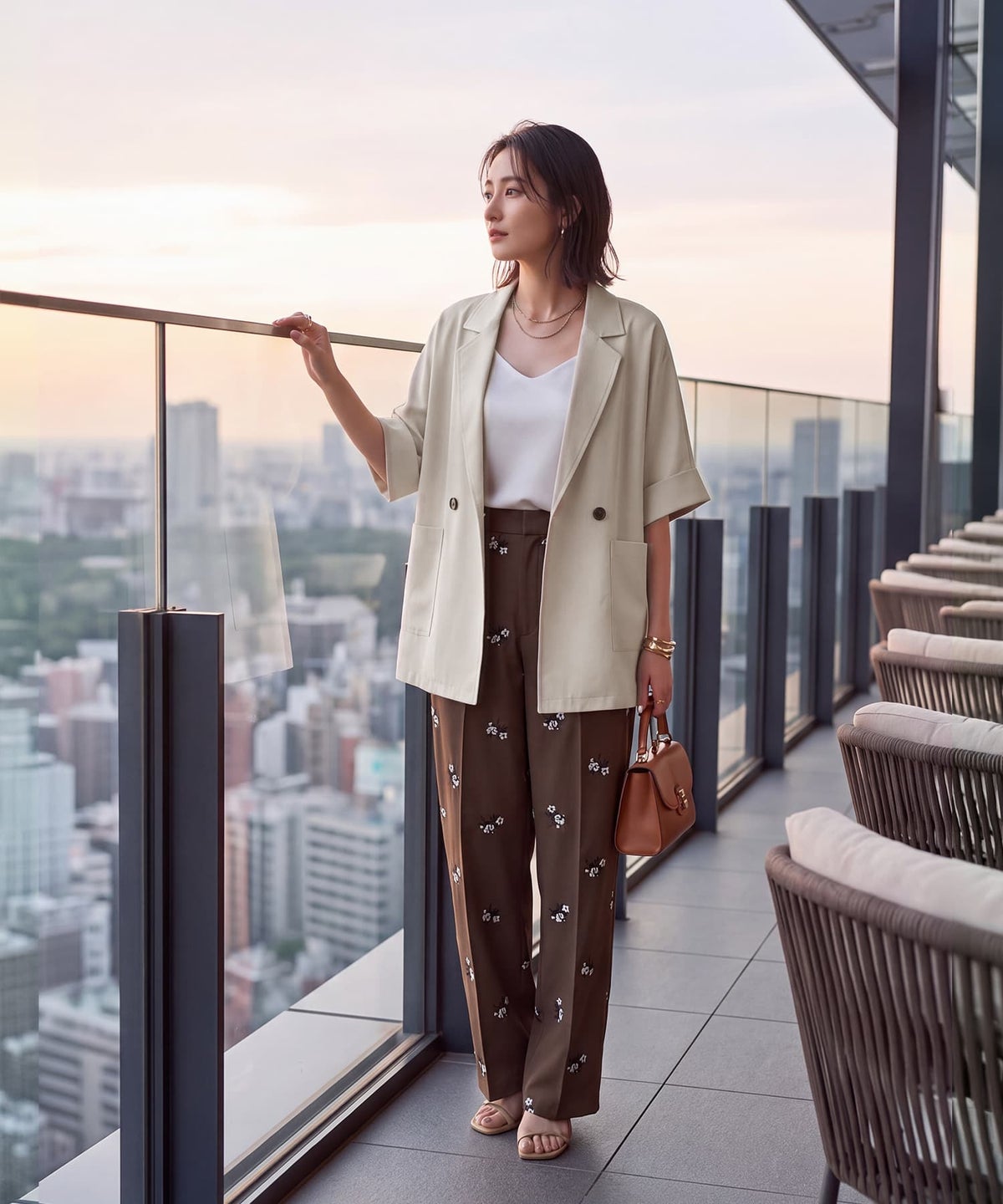 着用イメージ 163cm ライトベージュ