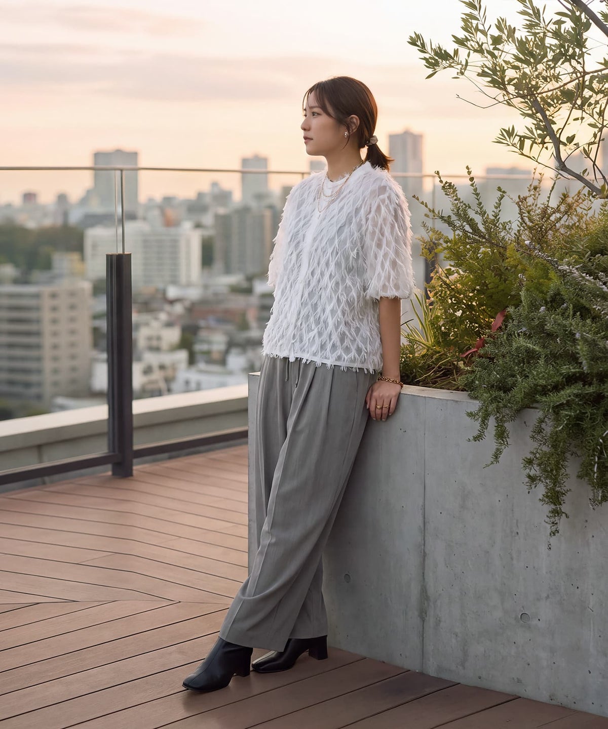 着用イメージ 163cm ホワイト
